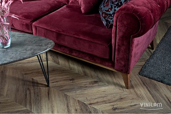 Кварцвиниловая плитка VINILAM PARQUET CHEVRON RI107516 Шеврон Лувр Glue